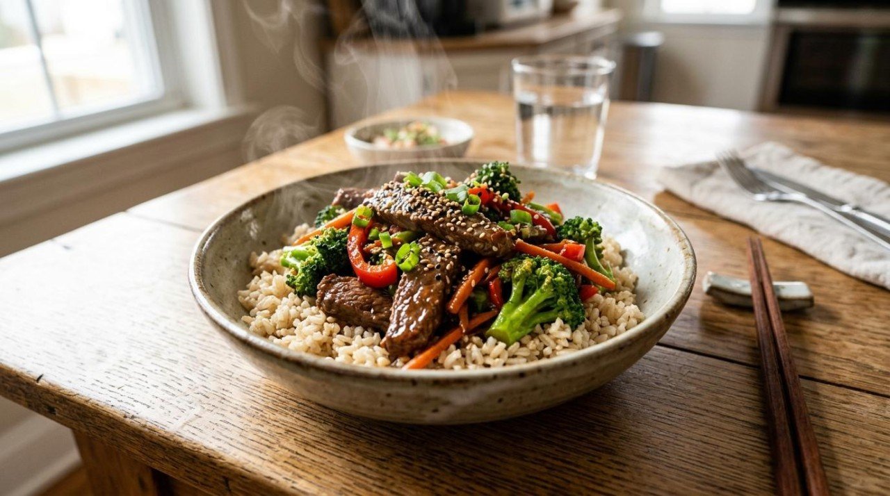 Healthier Beef and Broccoli: Same Savory Sauce, 19 Points Better (49 to 68)