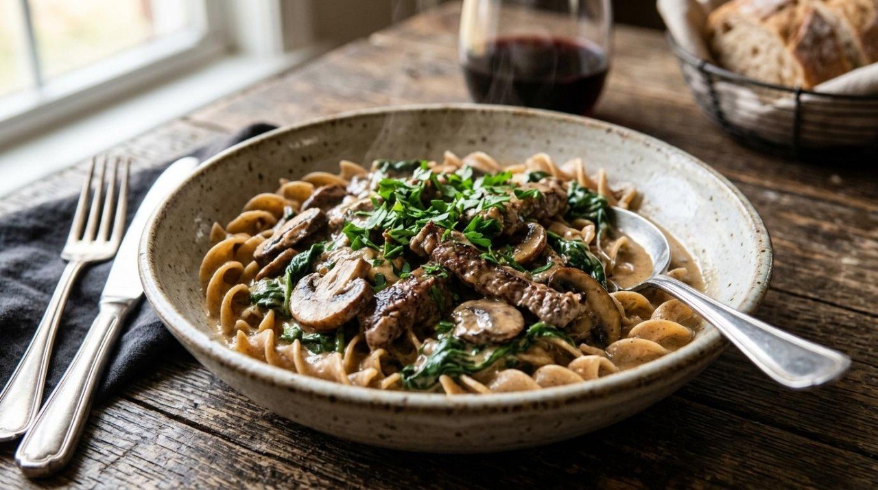 Healthier Beef Stroganoff: Same Creamy Sauce, 27 More Points (48 to 75)