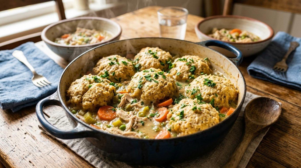 Healthier Chicken and Dumplings: Same Fluffy Dumplings, 28 More Points (32 to 60)