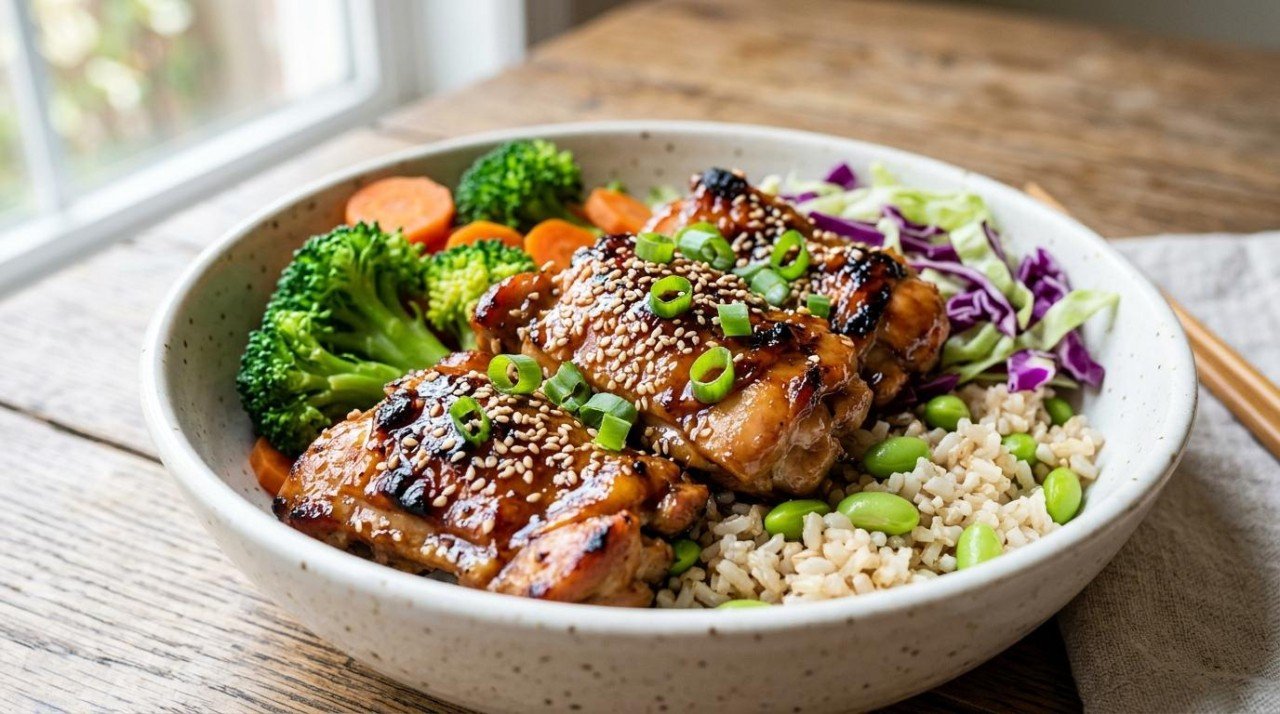 Healthier Chicken Teriyaki Bowl: Same Glaze, 47 More Points (45 to 92)