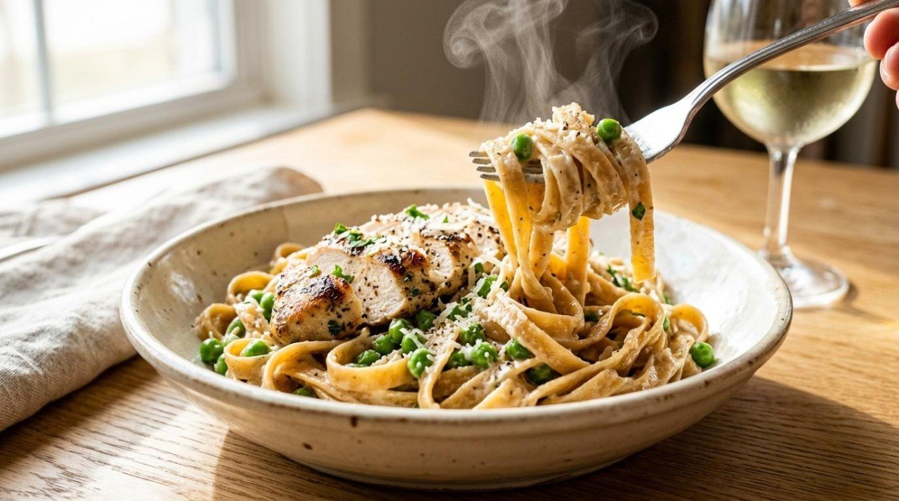 Healthier Fettuccine Alfredo: Same Creamy Comfort, 33 More Points (29 to 62)