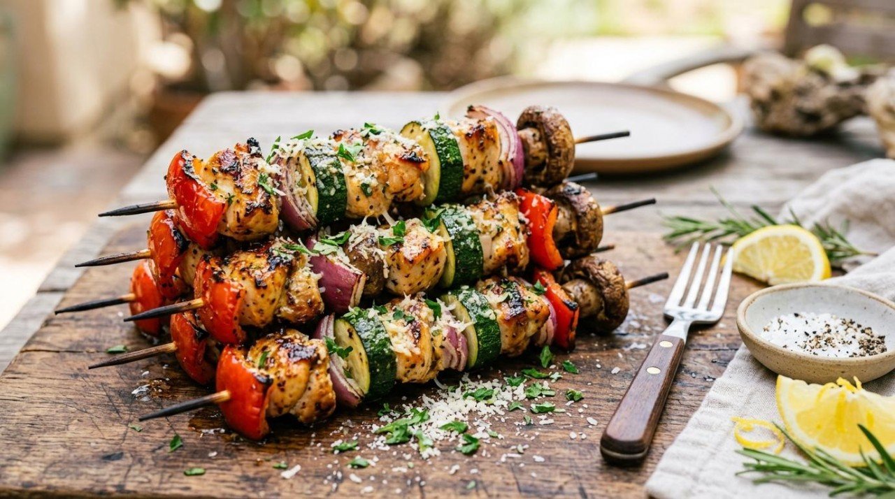 Healthier Garlic Parmesan Chicken Skewers: Same Garlic Butter, 43 More Points (29 to 72)