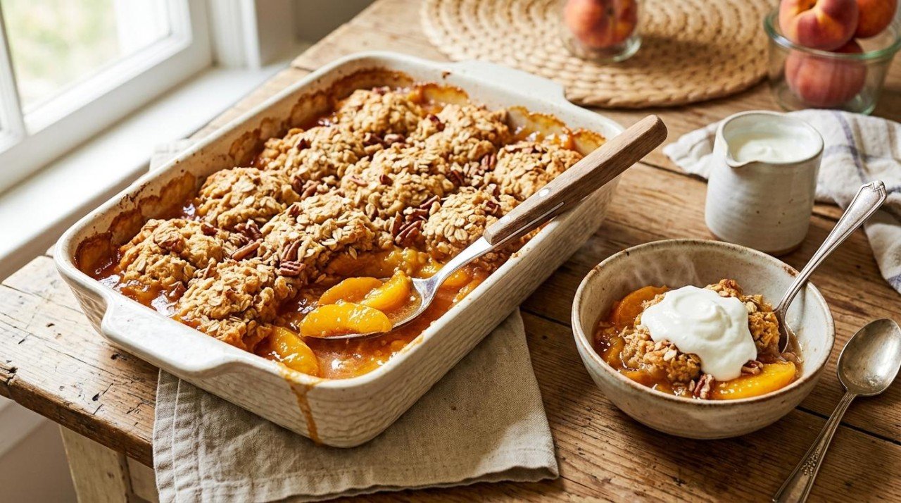 Healthier Peach Cobbler (21 to 73): Twice the Peaches, a Fraction of the Sugar