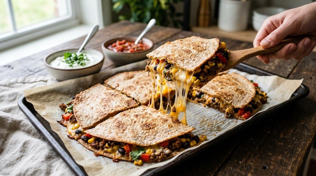 Healthier Sheet Pan Quesadilla: 34 to 58, and the Last 3 Points of Cheese Are the Ones to Refuse