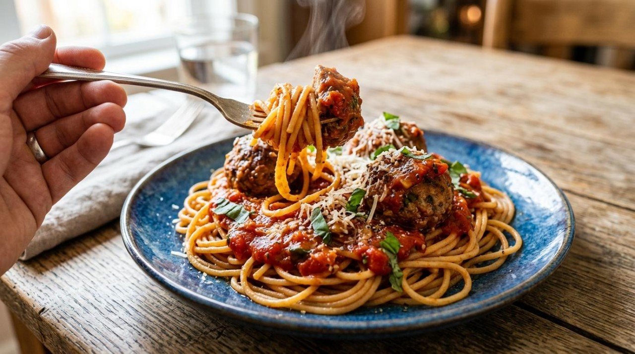 Healthier Spaghetti and Meatballs: Same Comfort, 29 More Points (51 to 80)