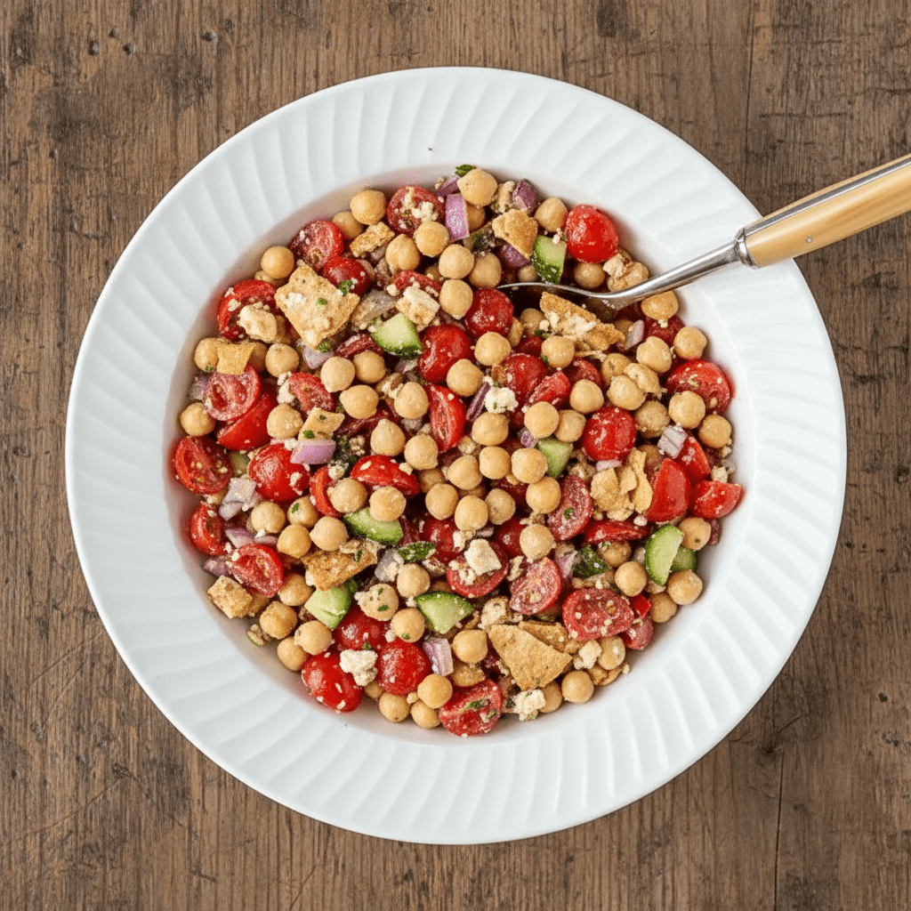 Chopped Chickpea and Pita Chip Salad