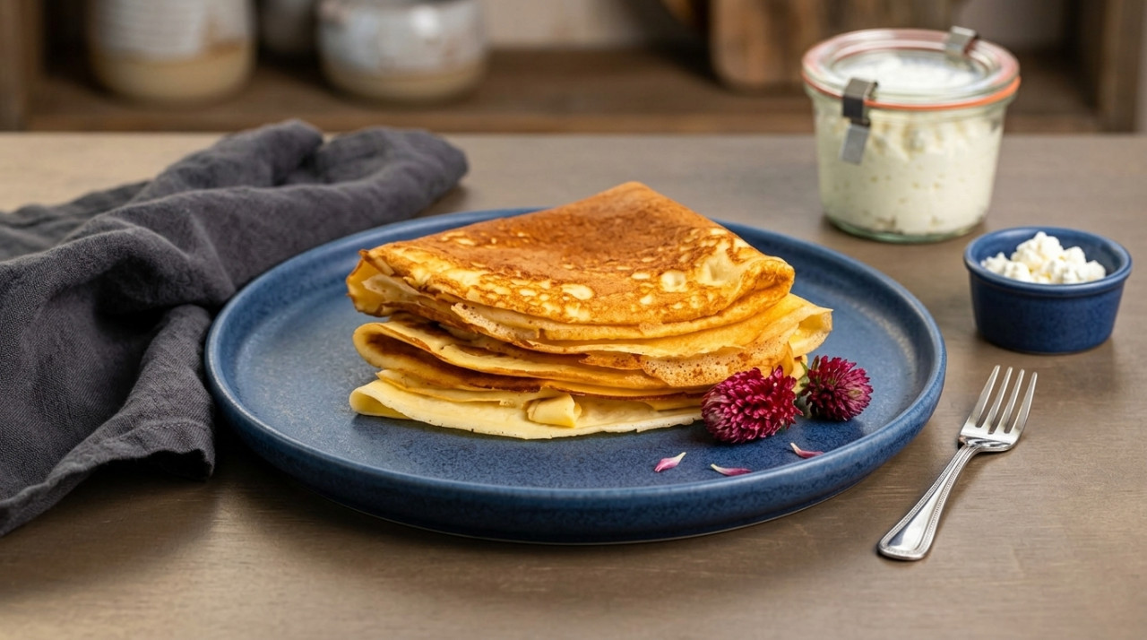 Quick Flourless protein Crepes with Eggs and Cottage cheese