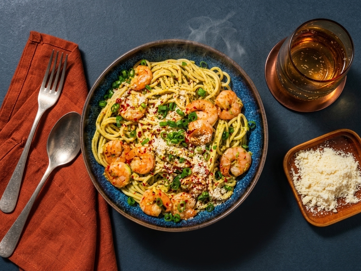Spaghetti Aglio with Prawns