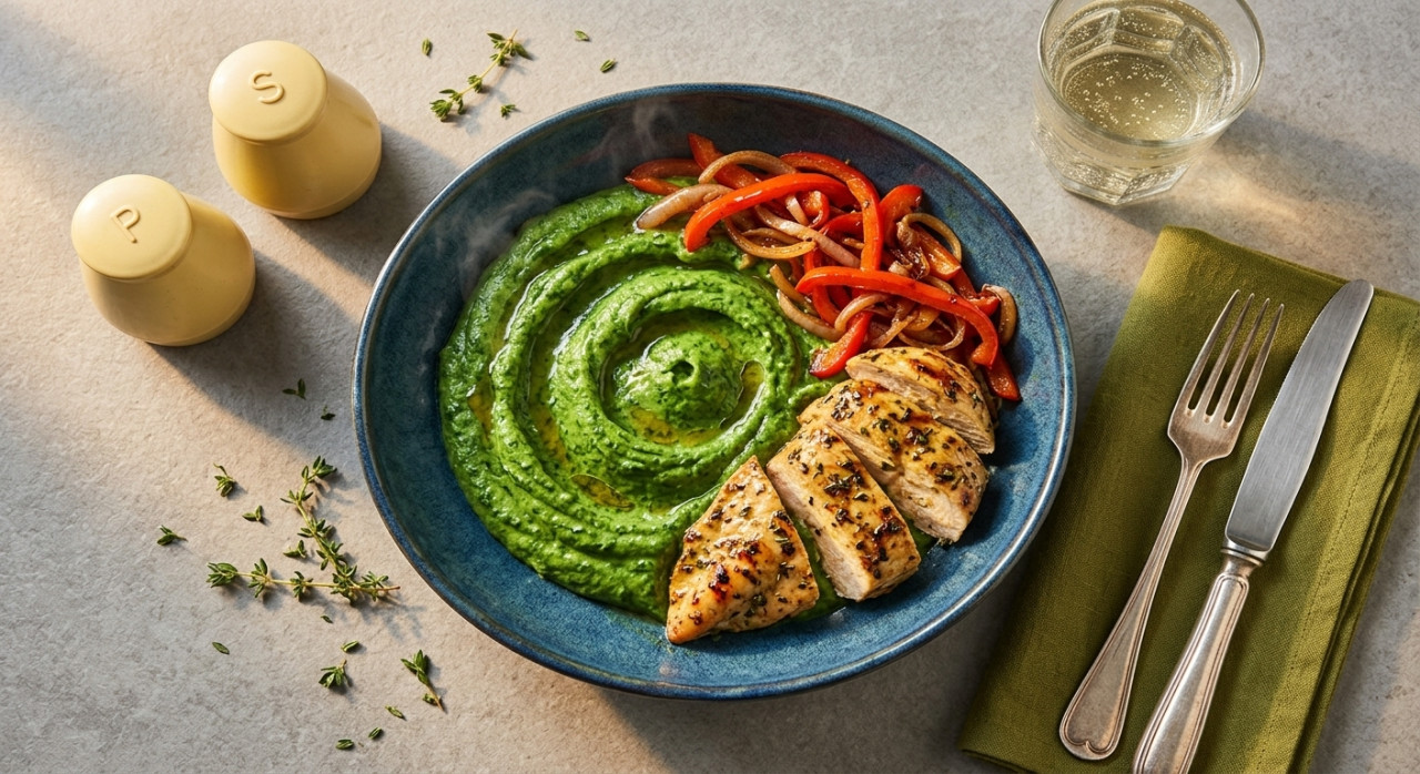 Polynesian Chicken with Spinach Purée