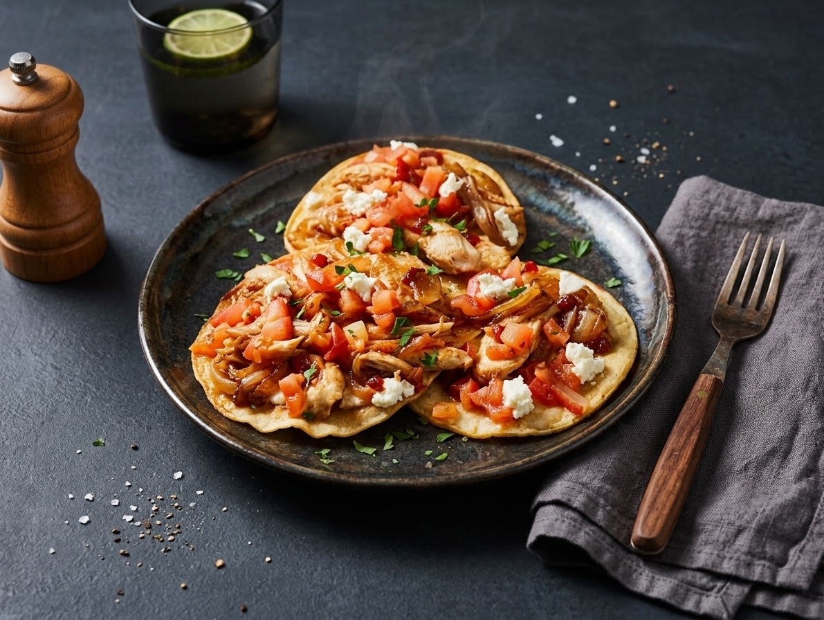Crispy Chicken and Goat Cheese Tostadas