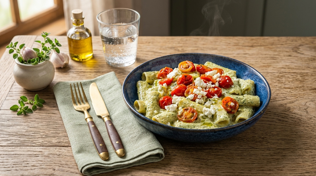 Rigatoni with creamy zucchini sauce