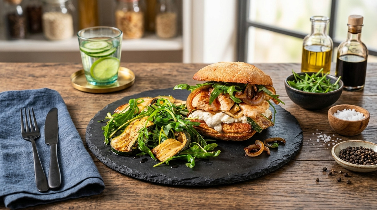 Chicken sandwich with Greek cheese cream